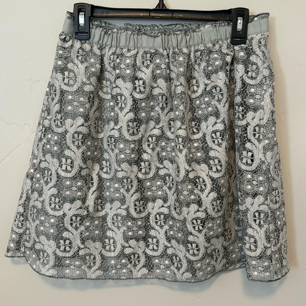 J Crew grey lace shirt with liner.  Size 10.  In EUC